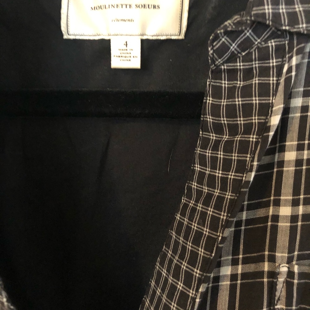 Moulinette Soeurs Black Plaid Button-Down Long Sleeve Dress - Picture 7 of 9